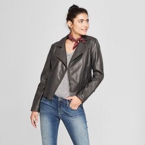 Universal thread faux leather Moto jacket